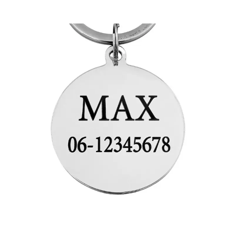 Penning hond graveren Luxe hondenpenning graveren Naamplaat met naam hond adres telefoonnummer online kopen gratis verzending zilver