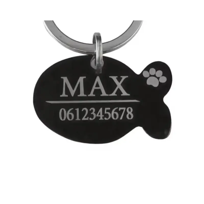 Katten Honden penning met telefoonnummer graveren Penning voor kat en hond met naam zwart