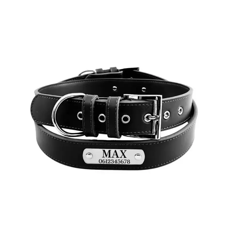 Honden halsband met naam leer